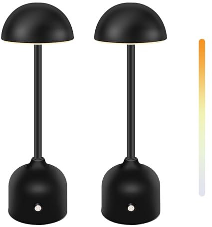 Wholede Lampada da Tavolo Senza Fili Ricaricabile Dimmerabile Led Lampada con Interruttore Tattile per Camera, Ufficio, Bar, 2 PEZZI