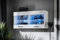 Komodee, Vitrine Schrank Savona, Weiß/Weiß, Breite 100cm x Höhe 50cm x Tiefe 30cm, ohne LED, 2 Glasböden, 2 Türen, für Wohnzimmer, Küche