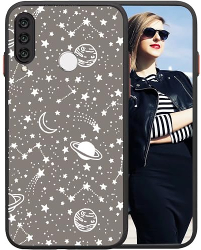 POUHYE Handyhülle für Huawei P30 Lite Hülle, Weiche Silikon Stoßfeste Schutzhülle Case, Matte durchsichtige Anti-Kratzer PC Rückseite Volle Kamera Schutzabdeckung 3D Sternenhimmel Print Design