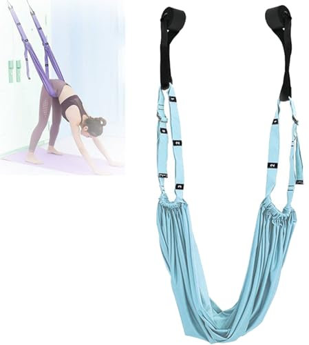 Aerial Yoga Rope for Back Pain, Yoga Stretching Strap, Adjustable Leg Stretching Strap, Adjustable Height Leg Stretcher Waist Back Stretch Band Aerial Yoga, Lower Waist Trainer Belt (Blau)