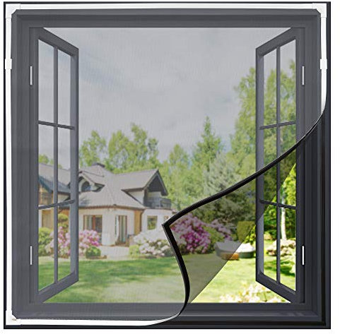 Gimars Fliegengitter Fenster Magnet 150x130 cm | Moskitonetz Flexibel zuschneidbar, waschbar & schnell montiert | kein Bohren oder Schrauben für Insektenschutz Fenster (Schwarz)