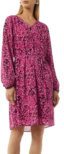 Comma Kleid mit All-Over-Print und Bindegürtel