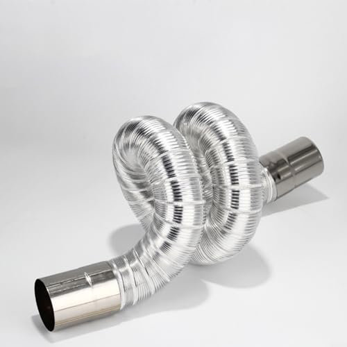 NbgrvB Tubo de Estufa Flexible de Acero Inoxidable, Chimenea de Metal, Codo de Chimenea, Combustión Múltiple Estirable de 50 mm