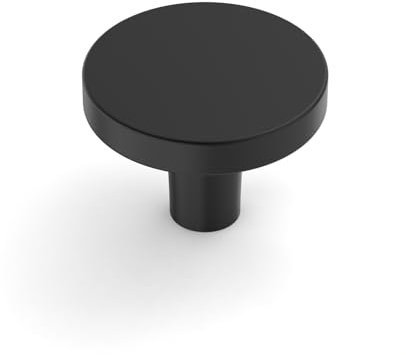Amerdeco 1.3 Inch (32MM) Matte Black Kitchen Cabinet Knobs for Dresser Drawers and Bathroom Cabinets - 10 Pack AM016