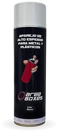 AREABOXES Pintura APAREJO En Spray, Alto Espesor, Poder De Relleno, Fácil Lijado. Uso Post Imprimación o Para Metal, Plástico, Madera, Etc. Aparejo P/Coche Calidad 2k. Aparejo 500Ml. (1, Blanco)