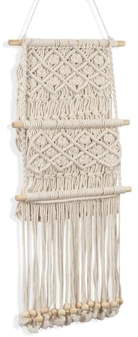 WPAJIRZO Makramee Wandbehang - Handgefertigter Hängeorganizer mit 2 Fächern für Zeitschriften, Briefe & Post - Boho Wanddeko Zeitschriftenhalter für Küche, Büro & Wohnzimmer