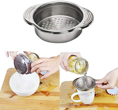 PandaXun Can Strainer,Food Strainer,Tuna Can Strainer Food-Grade Stainless Steel Canning Colander for Regular-Size and Wide-Necked Tunas (Sliver)