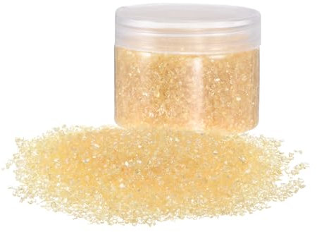 sourcing map 200g Crushed Glass Chips 1-3mm Shiny Electroplating Irregular Broken Sprinkles Chunky Glass for Crafts DIY Resin Art Decoration Vase Filler, Yellow