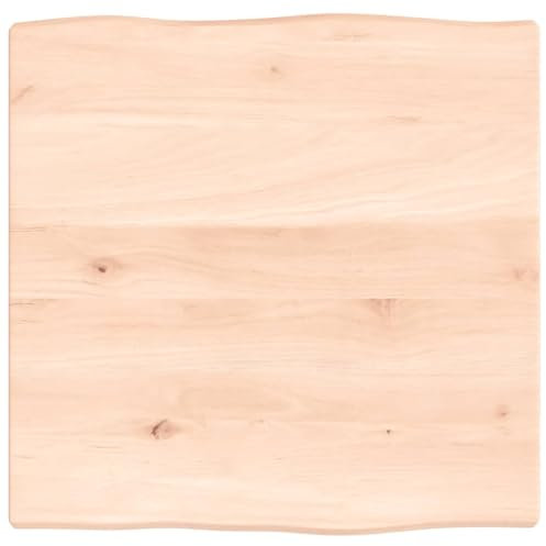 vidaXL Tischplatte, Holzplatte für Tisch Esstisch Couchtisch, Massivholzplatte Handgefertigt mit Baumkante, Ersatztischplatte, 40x40x2cm Massivholz Eiche Unbehandelt