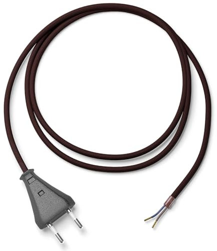 Lightstock Textilkabel-Lampenzuleitung (H03VV-F 2x0,75mm²) mit Eurotecker, Braun, 3 Meter