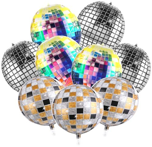 9 Stück Discokugel Luftballon,22 Zoll 4D Disco Folienballons,Mehrfarbige Disco Deko, Disco Geburtstag Party Deko Ballons für 70er 80er Jahre Retro Party,Disco Hip Hop Mottoparty Geburtstags