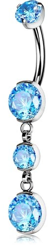 OUFER Body Piercing Internally Titan Bauchnabelpiercing Belly Piercing 14G Navel Bars Piercing Jewellery Aqua Belly Button Bars Dangle Navel Piercing Belly Button Ring