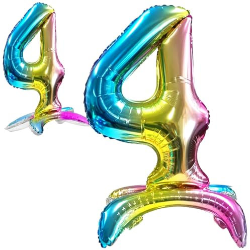 Luftballon 4. Geburtstag Zahl 4 Mehrfarbig Stehende Foil XXL Riesen Folienballon 82cm Geburtstagsdeko Ballon Zahl Deko zum Geburtstag.