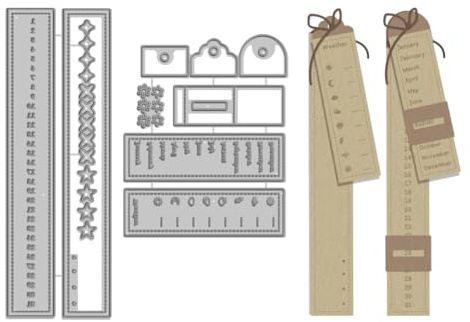 WADORN 2 Stück Kalenderleiste Stanzform Aus Karbonstahl, Planen Sie Etikettenrahmen Präge Und Schnittschablonen Sets Für DIY Scrapbooking Alben Foto Papier