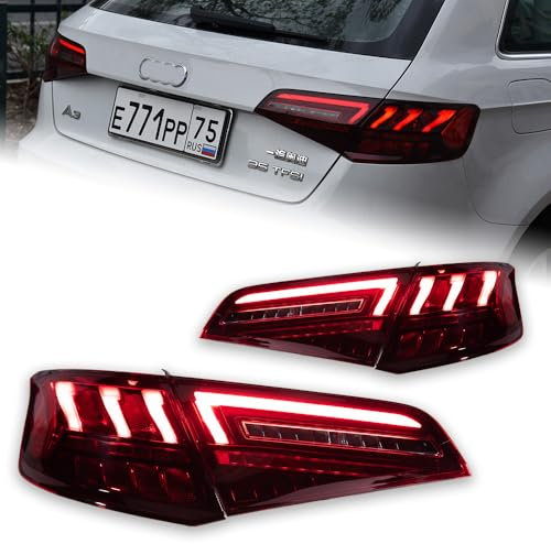 Auto Rücklicht Satz,für Audi A3 Sportback 2014-2016, Auto Rückleuchten Heckleuchte Baugruppe Linke Rechte Rücklichter Bremslicht hinten Signal Lenkung Rücklicht Gehäuse Ersatz Zubehör (Für LED)