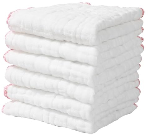 Healeved 6pcs Bar Mop Cleaning Kitchen Dish Cloth Towels Everyday Kitchen Basic Utility Bar Mop Dishcloth Muslin Cloths Plain Tea Towels White