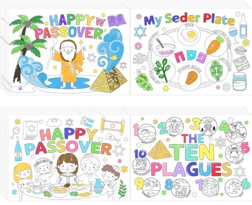 Einweg-Tischsets für Kinder, Pessach, Einweg-Tischsets, Partyspiel, 24 Stück