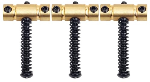 Banworks 10.8mm (27/64) Electric Guitars Bridge Barrel Brass Saddles | Round Bridge Saddles for Vintage Telecaster Tele TL 54mm (2-1/8) String Spacing Pack of 3 JT/QM-07 Black Screws