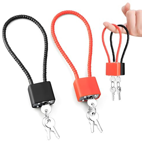 2 Pcs Steel Rope Padlocks with Same Keys, Steel Rope Long Shackle Padlocks, Padlock Long Shackle Outdoor, Flexible Cable Padlock for Outdoor Indoor Wheelie Bin Bicycle Suitcase Gate Gym Locker