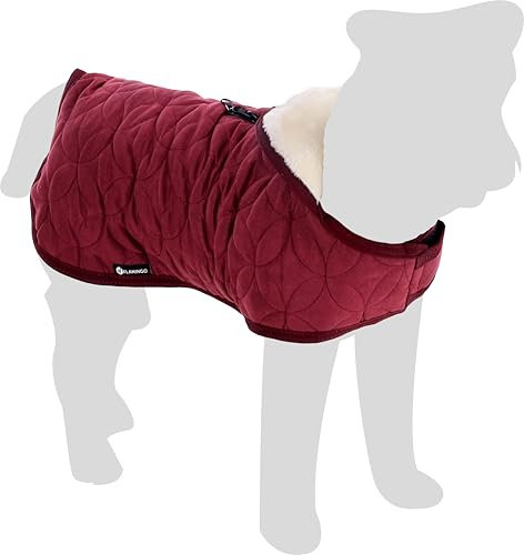 Flamingo Hundemantel Winter – Koda Bordeaux – 30cm – warm & modisch – Polyester – wasserabweisend – Fleece-Innenfutter – Klettverschluss – Geschirröffnung – hoher Kragen