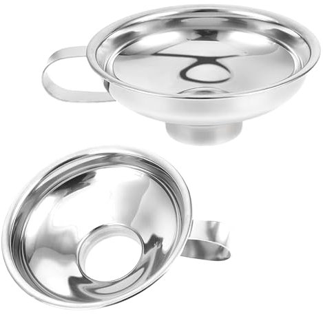 Embudo de acero inoxidable, 2 unidades, embudo pequeño para mermelada, juego de embudo de cocina, embudo de conservación de metal, embudo de conservación con gran apertura, embudo de cerveza con
