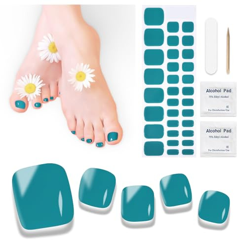 Uñas de Gel Pegatinas - 32 pcs Uñas Postizas Para Pies Semicuradas Gel Pegatinas UV Pies Toenail Art Stickers Adhesivas Nail Art