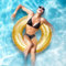 Einhorn Schwimmring, ACTOYS Luftmatratze Einhorn Glitzer, Aufblasbares Einhorn Pool, Einhorn Schwimmtier Groß, Schwimmreifen Einhorn, Einhorn Schwimmen, für Kinder und Erwachsene (Gold, M)