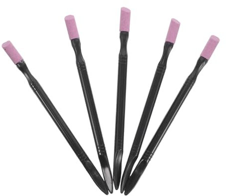 OSOLADY 5pcs Dual-Head Nail Buffing and Dead Skin Removing Pen Black Polish Tools for Manicure and Art Professional and Home Use