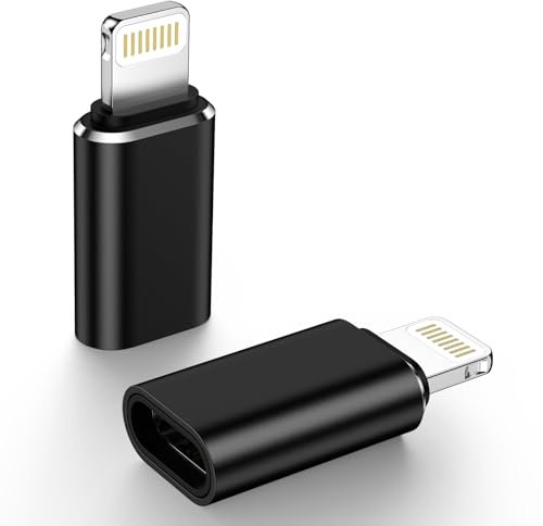 Adapter USB C auf Lightning (2 Stück), USB C auf Lightning Adapter für iPhone 14 13 12 11 Pro Max i-Pad, USBC iPhone Adapter Unterstützt Schnelles Laden/Datenübertragung, Nicht für Kopfhörer/Audio/OTG