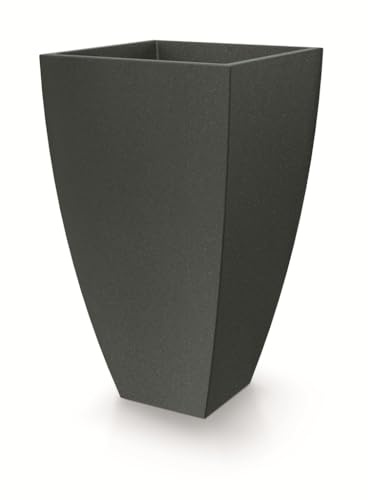 Kreher® Pot de fleurs carré XXL « Mooda » de 120 cm en plastique robuste Dans un superbe aspect pierre, design discret et esthétique. Anthracite extra haut avec un volume de 114 l.