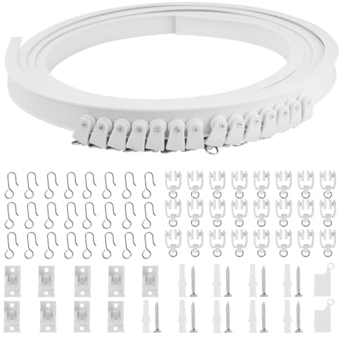 Flexibles Vorhangschienen-Set, 3 m biegsame Vorhangschiene, gebogenes Vorhangschienen-Set, für Schlafzimmer, Wohnzimmer, Badezimmer, Ankleidezimmer, Party (Weiß)