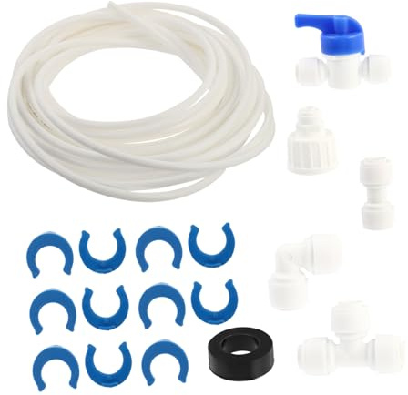 HAMPPLIES Kit de Raccords Tuyaux Alimentation Eau Complet avec Vanne Arrêt et Connecteurs pour Frigo Purificateur et Fontaine Stable et Entretien Facile