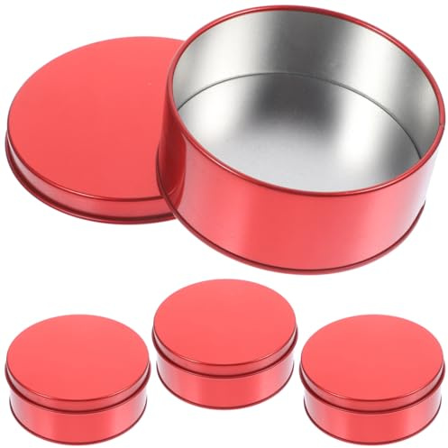 SOIMISS 4 Stück Runde Keksdosen aus Robustem Blech mit Deckel als Weihnachts Geschenkboxen für Plätzchen Süßigkeiten und Gebäck Mehrfache Verwendung Praktische Vorratsbehälter