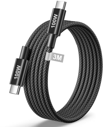 USB C Charger Cable 3M, 100W 5A USB-C to USB C Cable, Nylon Braided iPhone Charger Lead Type C Fast Charging Wire for iPhone 17 16 15 Pro Max, MacBook, iPad Air, Samsung S25 S24 Ultra, Google Pixel
