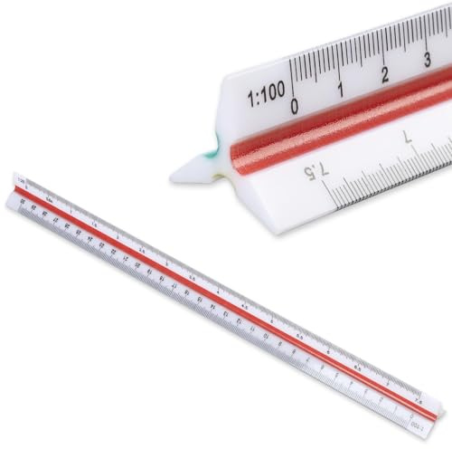 Kunststoff Maßstab Lineal Dreikantmaßstab 30 cm, Präzises Maßstabslineal mit metrischen Skalen 1:20 1:25 1:50 1:75 1:100 1:125 für Architektur Ingenieurwesen technisches Zeichnen