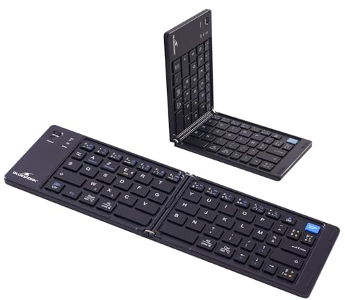 Bluestork KB Mini Fold - Mini Clavier Bluetooth Pliable AZERTY FR | Bluetooth, Pliable, Rechargeable USB-C, 40H Autonomie, Léger, Silencieux, Compatible Windows/iOS/Android