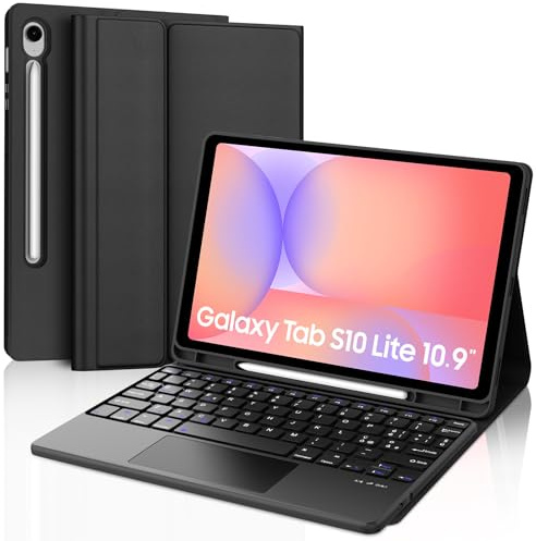 Occtingkind Per Galaxy Tab S10 Lite Cover Tastiera con Touchpad Italiana | Con Touchpad - Custodia Magnetica Rimovibile Keyboard, Protezione affidabile, Tastiera per Samsung Tab S10 Lite Nero