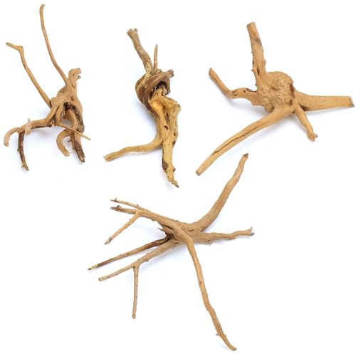 UGBO Moorkienwurzel Aquarium Deko Holz Driftwood Wurzel Wurzelholz 12-20CM Natürliches Treibholz Mangrovenwurzel AST für Lnnendekoration Aquarien und Terrarien 4 Stück