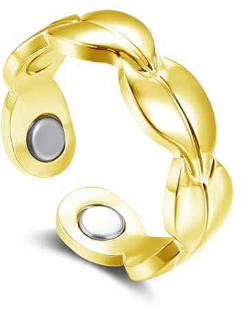 Zolkamery Vital Ring, 2026 Neu Silber Magnetring für Damen, Anti Anxiety Ring mit Magnete, Einfach/Blume/Herz/Wellen Verstellbar Vitalring für Besseren Schlaf, Magnet Ring zur Gewichtsabnahme