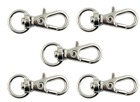 HAND® No.113 Silver Tone Metal Lobster Clasp and Swivel Ring for Keyrings - Pack of 5