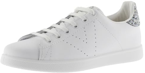victoria Sneaker Tennis Leder & Glitzer-Fersenpartie & Perforiertes Logo 1125104 für Mädchen ROSA 30