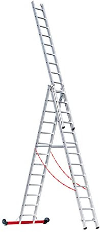 Euroline - Alu-Mehrzweckleiter 3-teilig jeweils 13 Sprossen rollbar