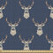 ABAKUHAUS Hirsch Stoff als Meterware, Retro Hipster Tiere, Qualitäts Stoff Dekorativer Polster Heimtextilienstoff, 2M (148x200cm), Blaugrau Tan