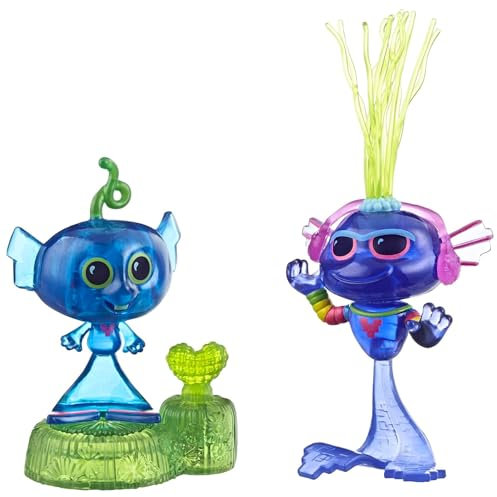 Hasbro E8419 DreamWorks Trolls World Tour Techno Riff Wackelspaß mit 2 Figuren, 1 mit Wackelbewegung Plus Sockel, Spielzeug zum Film Trolls World Tour