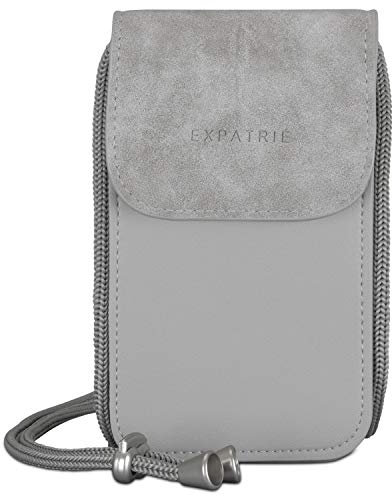 Expatrié Borsa a Tracolla Cellulare Donna Grigio - Amelie - Borsello per Festival e Viaggio - Borsa Piccola per Telefono - Borsetta a Spalla Pelle PU