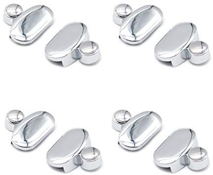 8er-Set NUZAMAS-Badezimmerspiegel-Glashalterungen, Glasklemm-Badezimmerspiegelclips, Zinklegierung, Chrom-Finish, Halter für Glasklemm-Bodenträger, oval