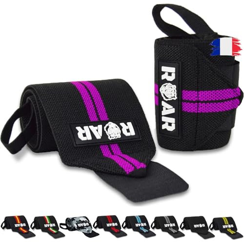 Roar® Handgelenk Bandagen handgelenkbandage für Fitness, Handgelenkstütze, Bodybuilding, Kraftsport & Crossfit (Lila)