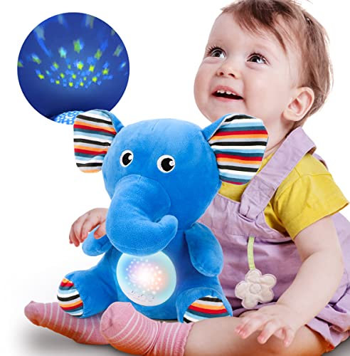 KaeKid Newborn Baby Toys, Baby Toys Portable White Noise Machine,Toddler Sleep Aid Night Light Projector (Blue, Elephant)