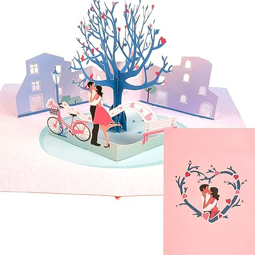 LIEBESSA 3D Pop-Up Karte Romantic Love - So sagen Sie I Love You - Liebeskarte zum Hochzeitstag, Jahrestag, Geburtstag, Valentinstag, Verlobung, Grußkarte