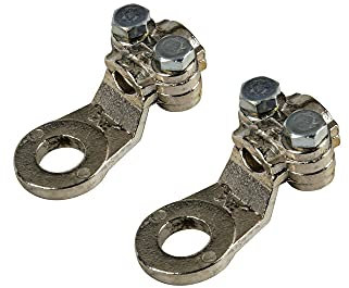 Lampa 69926 Set 2 pz capicorda di Potenza in Ottone nichelato, con Fissaggio Cavo a Piastrina - Sezione 35 mm², Foro 10 mm